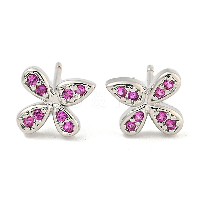 Rack Plating Brass Micro Pave Clear Cubic Zirconia Stud Earrings EJEW-N055-02P-02-RS-1