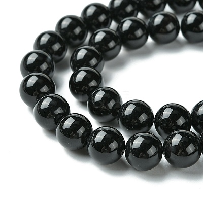 Natural Dyed & Heated Black Onyx Round Beads Strand X-G-L087-12mm-01-1