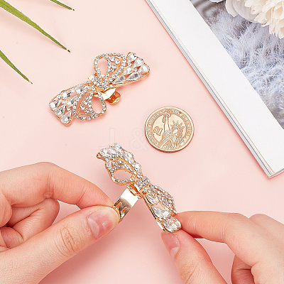 2Pcs Bowknot Alloy Rhinestone Shoe Decorations FIND-CP0002-28A-1