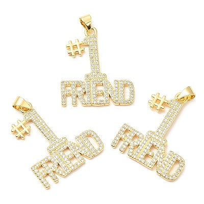Rack Plating Brass Micro Pave Cubic Zirconia Pendants KK-A185-15G-1