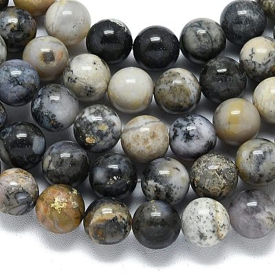 Natural Dendritic Opal Beads Strands G-R494-A23-04A-1