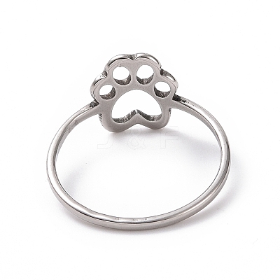 Non-Tarnish 201 Stainless Steel Paw Print Finger Ring RJEW-J051-25P-1