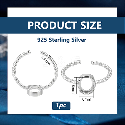 1Pc 925 Sterling Silver Adjustable Ring Components STER-BC0003-97B-P-1