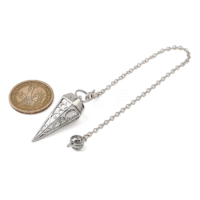 Rack Plating Brass Cone Dowsing Pendulum Pendants AJEW-G064-01P-1