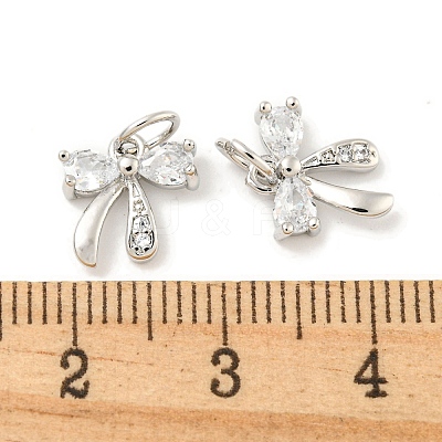 Rack Plating Brass Micro Pave Clear Cubic Zirconia Pendants KK-B093-01B-P-1