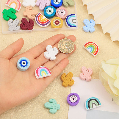 24Pcs 24 Styles Silicone Focal Beads SIL-CA0002-84-1