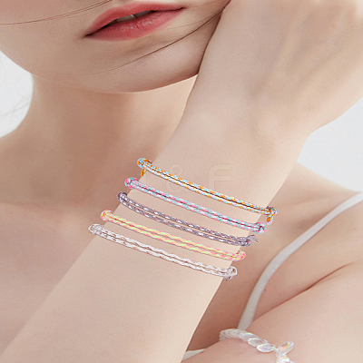 5Pcs 5 Color Macrame Braided Cotton Cord Bracelets Set BJEW-LP0004-21-1
