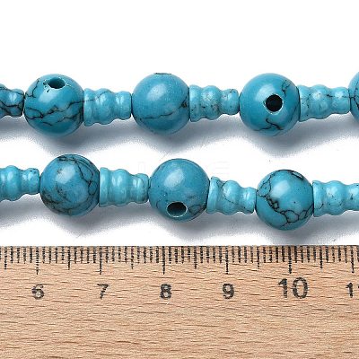 Synthetic Turquoise 3-Hole Guru Bead Strands G-K149-47-1