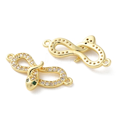 Rack Plating Brass Micro Pave Cubic Zirconia Infinity Snake Connector Charms KK-C084-10B-G-1