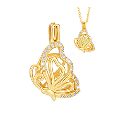 1Pc 925 Sterling Silver Micro Pave Clear Cubic Zirconia Bead Cage Pendants STER-PH0004-85G-1