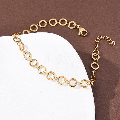 304 Stainless Steel Ring Link Chain Bracelets BJEW-P373-02A-G-1