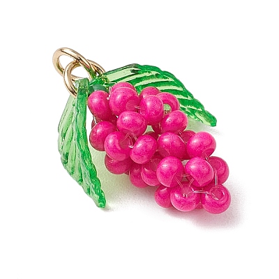 Glass Seed Beaded Grape Pendants PALLOY-MZ00467-01-1