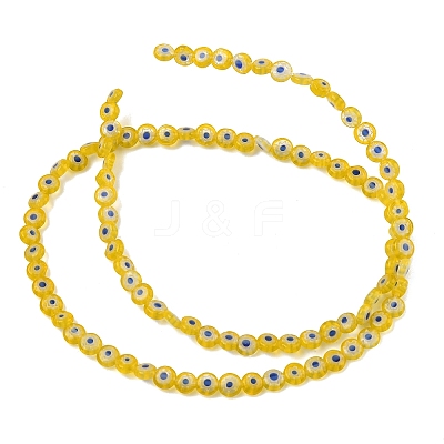 Handmade Millefiori Glass Flat Round Bead Strands LK-P010-A-02-1