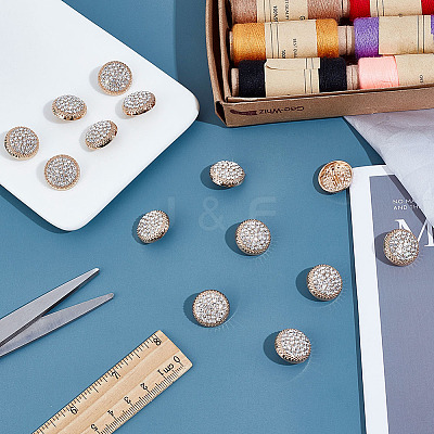 14Pcs 1-Hole Alloy Glass Shank Buttons BUTT-MA0001-16A-KCG-1