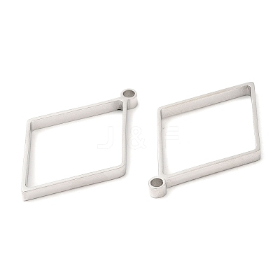 Non-Tarnish 304 Stainless Steel Open Back Bezel Rhombus Pendants LS-STAS-Z040-02B-P-1