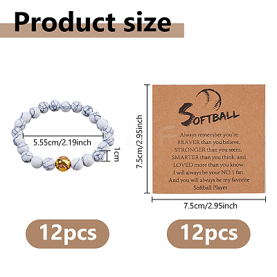 1Set Natural Howlite Beads Stretch Bracelets for Men Women BJEW-DC0001-19-1
