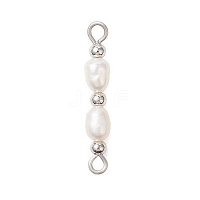 3Pcs 3 Styles Natural Cultured Freshwater Pearl Rice Beaded Links Connector Charms PALLOY-JF04914-01-1