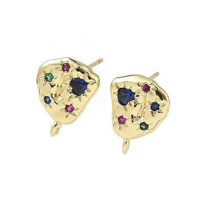 Brass Micro Pave Cubic Zirconia Stud Earring Findings KK-U075-01B-02G-1