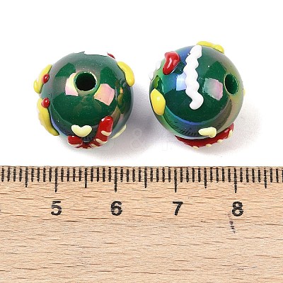 Christmas UV Plating Opaque Acrylic Beads OACR-H057-01D-1