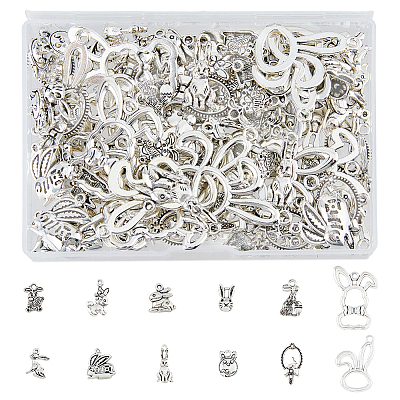 120pcs 12 Style Tibetan Style Alloy Pendants TIBE-DC0001-08-1