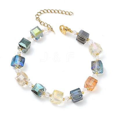 Electroplate Glass Beaded Stretch Bracelets for Women BJEW-JB11213-03-1