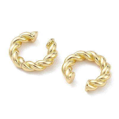 Twist Ring Rack Plating Brass Cuff Earrings for Women Men EJEW-K245-10G-1