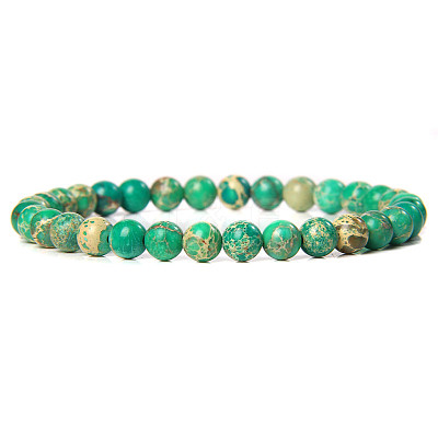Synthetic Imperial Jasper Round Beaded Stretch Bracelet SF8562-28-1-1