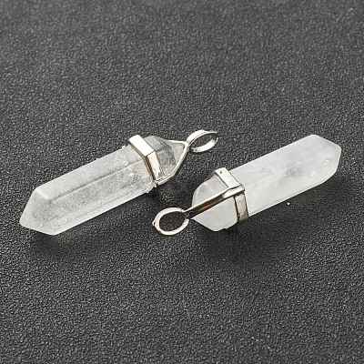 Natural Quartz Crystal Pointed Pendants G-M378-01P-A31-1