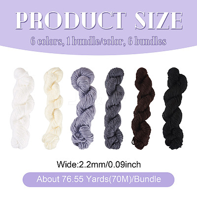 6 Bundles 6 Colors Acrylic Fiber Yarn OCOR-TA0003-17-1