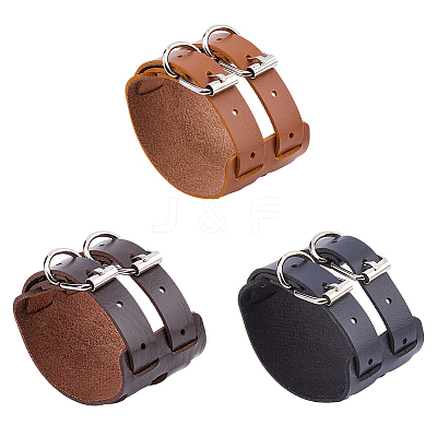 3Pcs 3 Colors Imitation Leather Cord Bracelet BJEW-FH0001-02-1