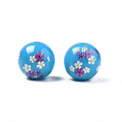 Opaque Printed Acrylic Beads MACR-T043-03F-1