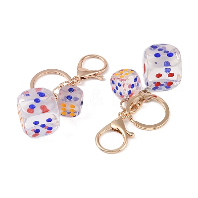 Dice Shape Plastic Keychain KEYC-L028-01G-1