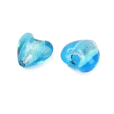 Handmade Silver Foil Lampwork Glass Beads LAMP-Q005-06B-1