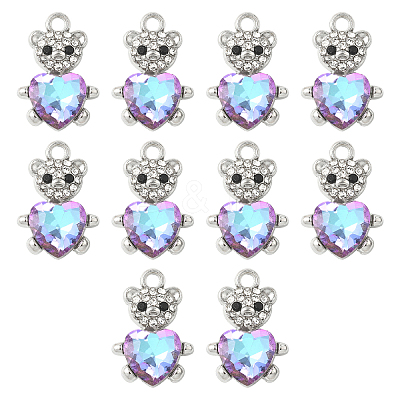 10Pcs Alloy Glass Pendants GLAA-YW0005-41P-03-1