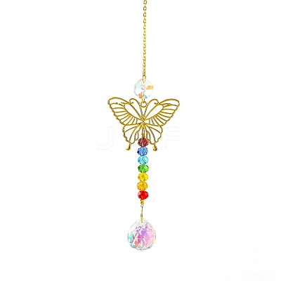 Faceted Teardrop Glass Suncatchers PW-WGAC696-04-1