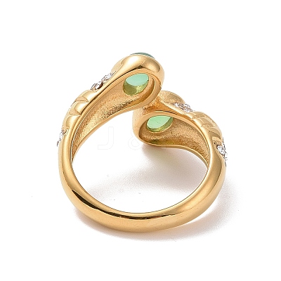 Gemstone Oval Open Cuff Ring with Crystal Rhinestone STAS-E168-10B-G-1