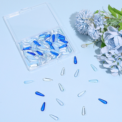 100Pcs 5 Colors Baking Paint Transparent Glass Pendants FIND-SC0023-47A-1