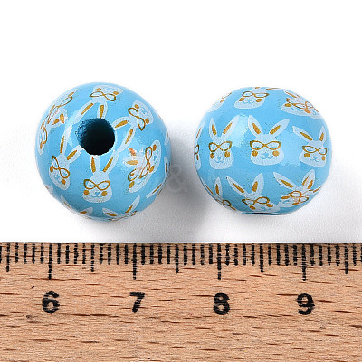 Easter Theme Printed Wood Beads WOOD-T032-22F-1