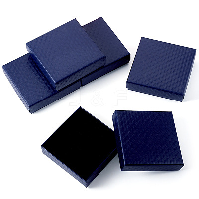 5Pcs Rhombus Textured Cardboard Jewelry Packing Boxes with Sponge Inside CBOX-TA0001-18C-1
