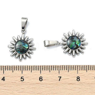 Natural Paua Shell Pendants PALLOY-JF05606-02-1