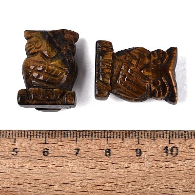 Natural Tiger Eye Owl Figurine DJEW-N005-05A-1