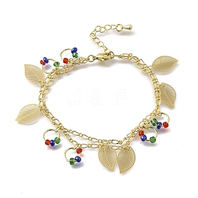 Brass Oval Link Multi-strand Bracelets BJEW-U040-01G-1