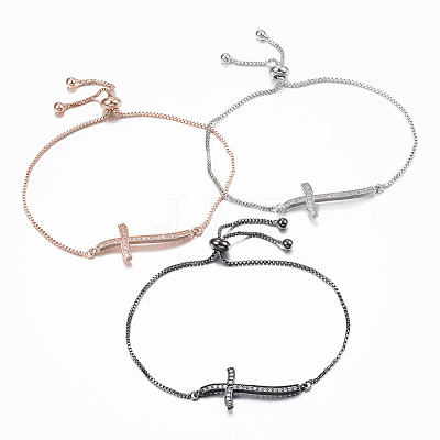 Adjustable Brass Micro Pave Cubic Zirconia Slider Bracelets BJEW-E317-43-1