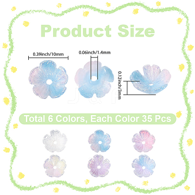 210Pcs 6 Colors Opaque Resin Bead Caps FIND-SC0022-12-1