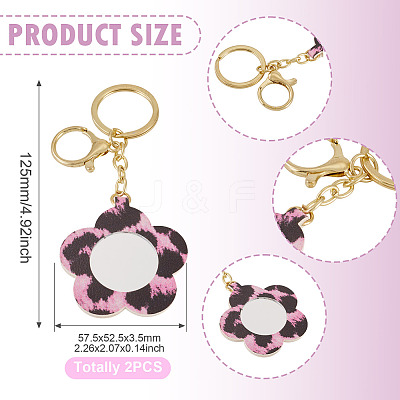 2Pcs PU Mirror Keychains KEYC-TADJ0001-05B-1