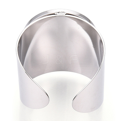 Non-Tarnish 304 Stainless Steel Open Cuff Finger Ring Cabochon Settings X-STAS-T060-03P-1
