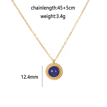 Natural Lapis Lazuli Flat Round Pendant Necklacas PD8848-3-1