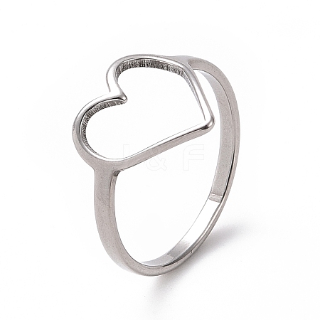 201 Stainless Steel Heart Finger Ring RJEW-J051-16P-1
