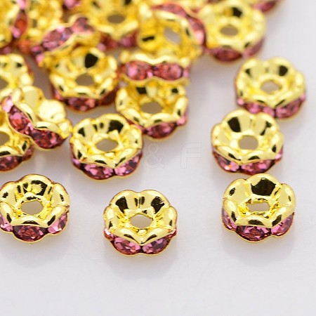 Brass Rhinestone Spacer Beads RB-A014-L6mm-23G-NF-1
