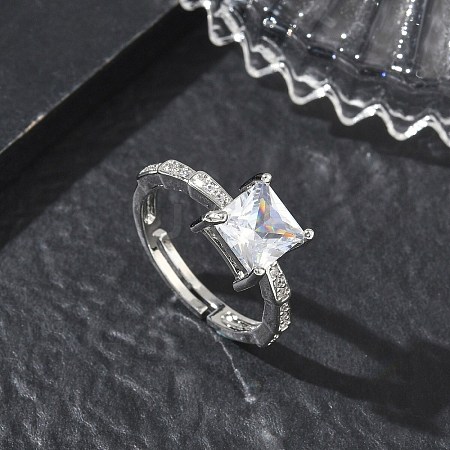 Brass & Clear Cubic Zirconia Finger Rings CU-CBA7E55-09P-1